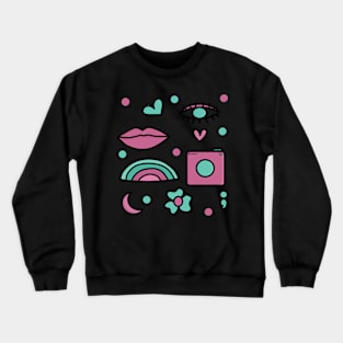 Teal Pink Retro design Crewneck Sweatshirt